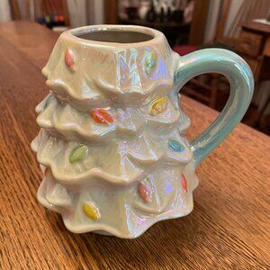 Transpac Green Handled Christmas Tree Themed Coffee Cup Mug